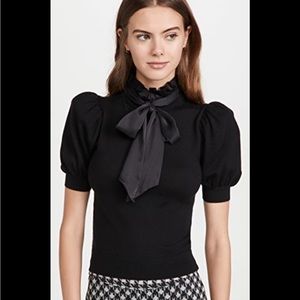 Alice and Olivia chase puff sleeve sweater black